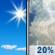 Today: A 20 percent chance of showers and thunderstorms after 3pm.  Mostly sunny, with a high near 70. Southwest wind 5 to 10 mph becoming northwest 15 to 20 mph in the afternoon. 