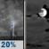 Monday Night: Isolated showers and thunderstorms before midnight.  Mostly cloudy, with a low around 70. Chance of precipitation is 20%.