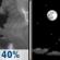 Tonight: A 40 percent chance of showers and thunderstorms before midnight.  Mostly cloudy, then gradually becoming mostly clear, with a low around 61. West wind 10 to 15 mph becoming light and variable  after midnight. 